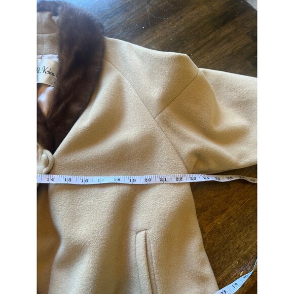 Vintage 50's Hochschild, Kohn Camel Fur Collar 3/4 Sleeve Overcoat Medium - Picture 11 of 14